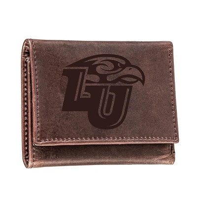 Brown Liberty Flames Leather Tri-Fold Wallet