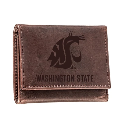 Brown Washington State Cougars Leather Tri-Fold Wallet