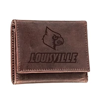 Brown Louisville Cardinals Leather Tri-Fold Wallet