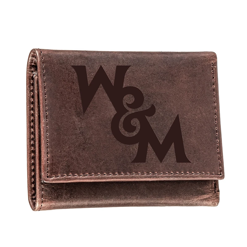 Brown William & Mary Tribe Leather Tri-Fold Wallet