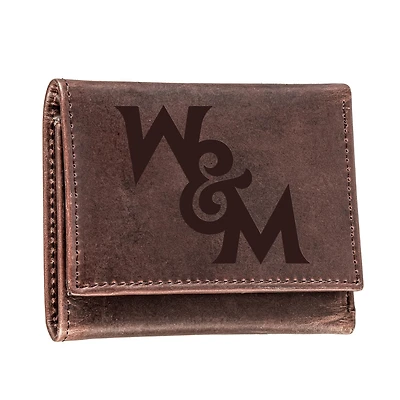 Brown William & Mary Tribe Leather Tri-Fold Wallet