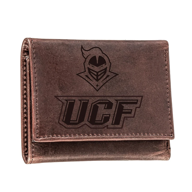 Brown UCF Knights Leather Tri-Fold Wallet