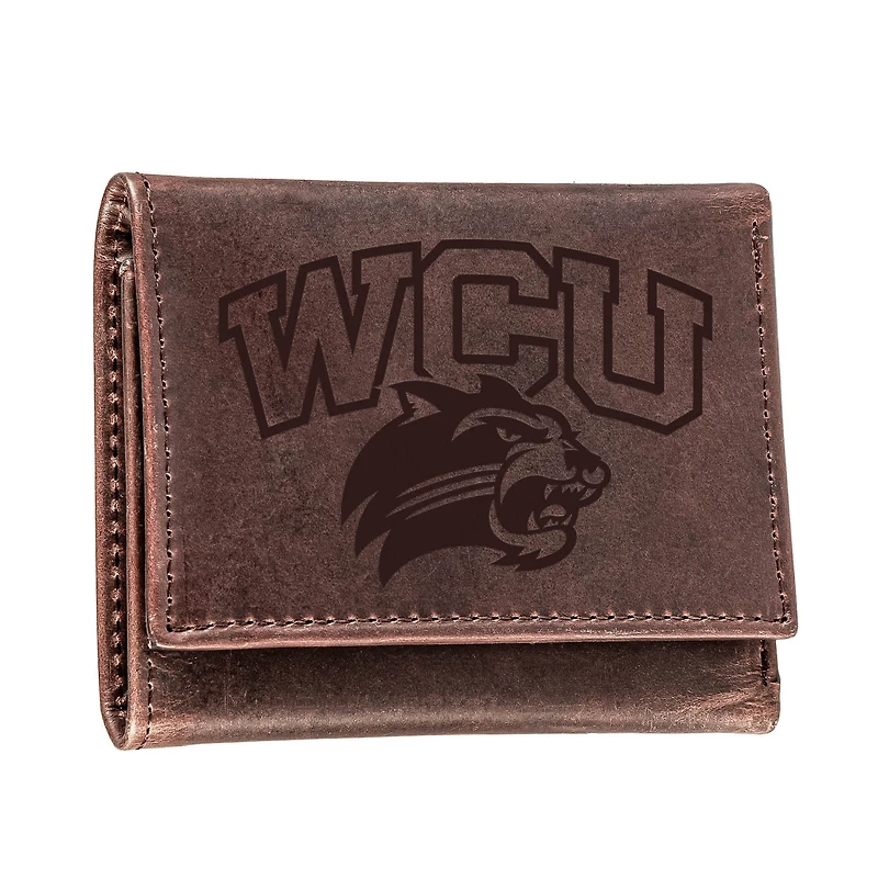 Brown Western Carolina Catamounts Leather Tri-Fold Wallet