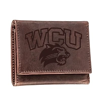 Brown Western Carolina Catamounts Leather Tri-Fold Wallet