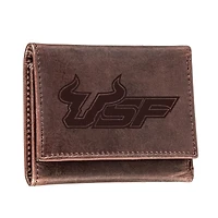 Brown South Florida Bulls Leather Tri-Fold Wallet