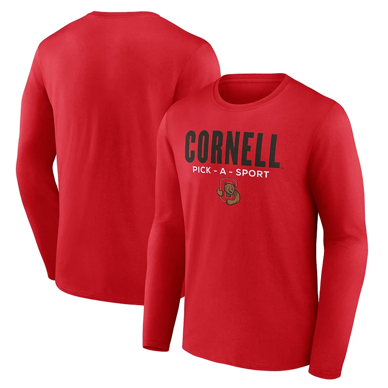 Men's Red Cornell Big Red Authentic Pick-A-Sport Long Sleeve T-Shirt