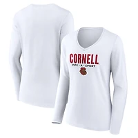Women's White Cornell Big Red Authentic Pick-A-Sport Long Sleeve V-Neck T-Shirt