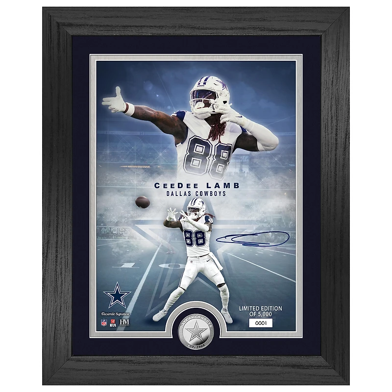 Highland Mint CeeDee Lamb Dallas Cowboys 13" x 16" Legends Silver Coin Photo Mint