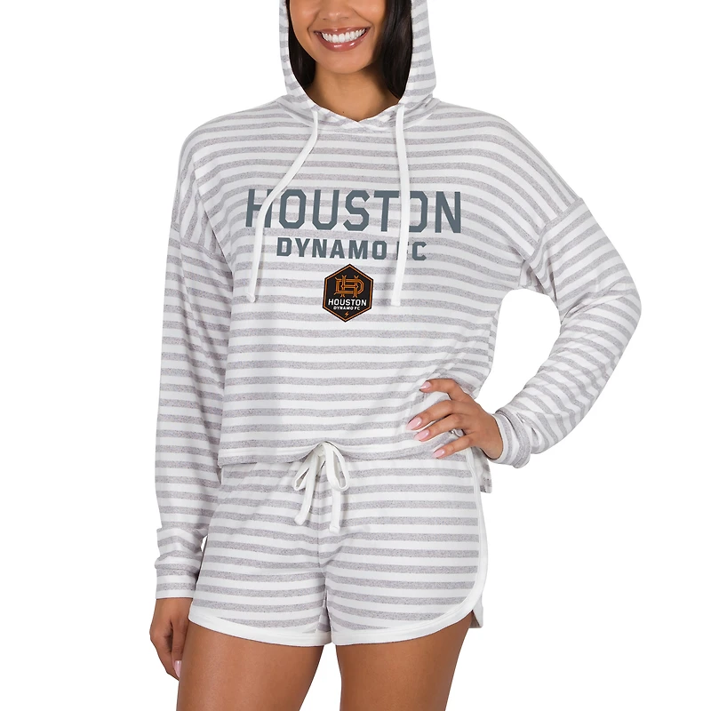 Women's Concepts Sport Cream Houston Dynamo FC Visibility Long Sleeve Hoodie Top & Shorts Set