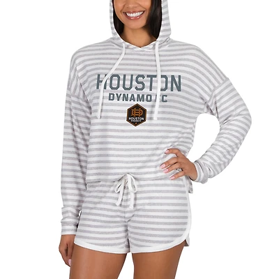 Women's Concepts Sport Cream Houston Dynamo FC Visibility Long Sleeve Hoodie Top & Shorts Set