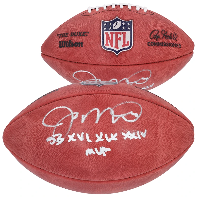 Joe Montana San Francisco 49ers Autographed Duke Full Color Football with "SB XVI, XIX, XXIV MVP" Inscription