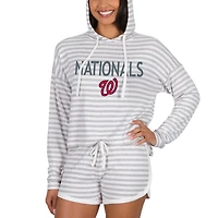 Women's Concepts Sport  Cream Washington Nationals Visibility Long Sleeve Hoodie Top & Shorts Set