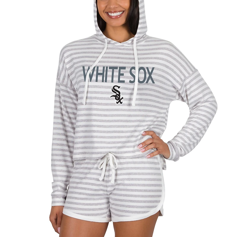 Women's Concepts Sport  Cream Chicago White Sox Visibility Long Sleeve Hoodie Top & Shorts Set