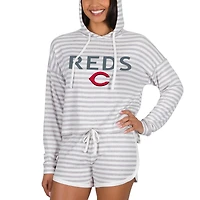Women's Concepts Sport  Cream Cincinnati Reds Visibility Long Sleeve Hoodie Top & Shorts Set