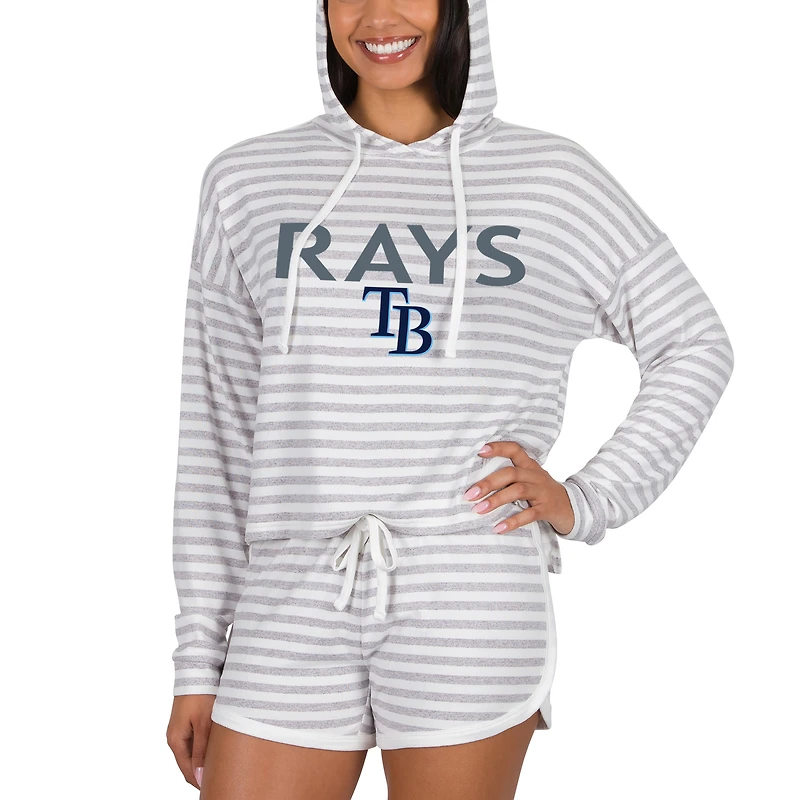 Women's Concepts Sport Cream Tampa Bay Rays Visibility Long Sleeve Hoodie Top & Shorts Set