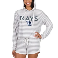 Women's Concepts Sport  Cream Tampa Bay Rays Visibility Long Sleeve Hoodie Top & Shorts Set
