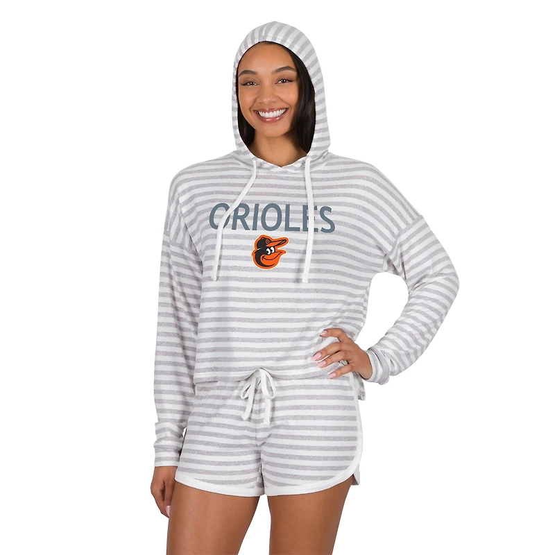 Women's Concepts Sport  Cream Baltimore Orioles Visibility Long Sleeve Hoodie Top & Shorts Set