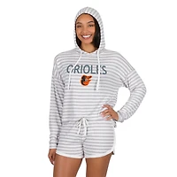 Women's Concepts Sport  Cream Baltimore Orioles Visibility Long Sleeve Hoodie Top & Shorts Set
