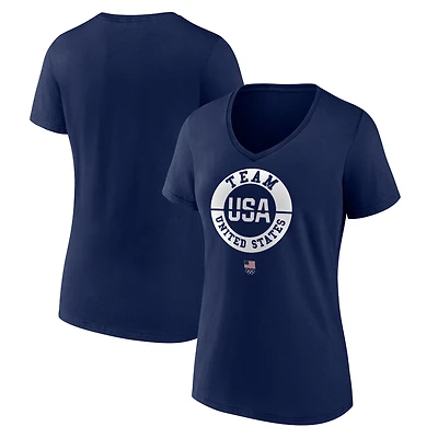 Women's Fanatics Navy Team USA V-Neck T-Shirt