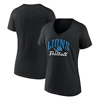 Women's  Black Detroit Lions Victory Script V-Neck T-Shirt
