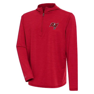 Men's Antigua  Heather Red Tampa Bay Buccaneers Tidy Quarter-Zip Pullover Hoodie