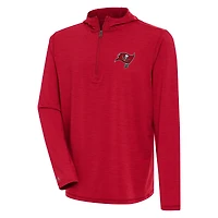 Men's Antigua  Heather Red Tampa Bay Buccaneers Tidy Quarter-Zip Pullover Hoodie