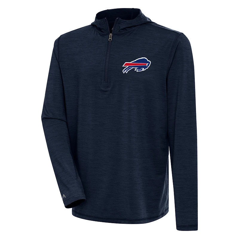 Men's Antigua  Heather Navy Buffalo Bills Tidy Quarter-Zip Pullover Hoodie