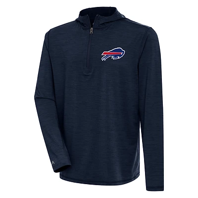 Men's Antigua  Heather Navy Buffalo Bills Tidy Quarter-Zip Pullover Hoodie