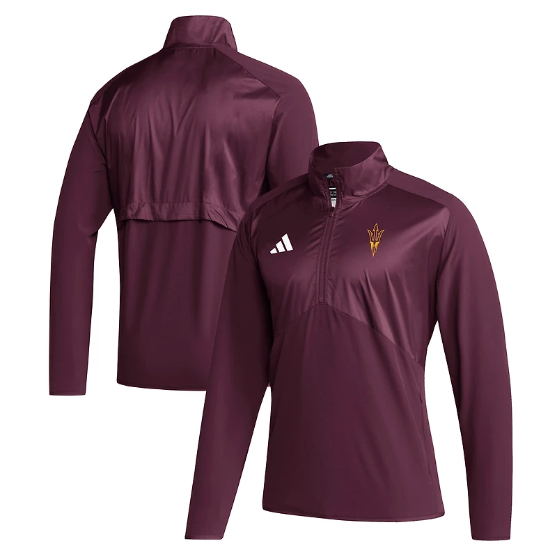 Men's adidas  Maroon Arizona State Sun Devils Woven Quarter-Zip Pullover Top