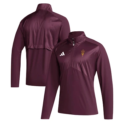 Men's adidas  Maroon Arizona State Sun Devils Woven Quarter-Zip Pullover Top