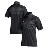 Men's adidas  Black Miami Hurricanes Sideline Quarter-Zip Decorated Polo
