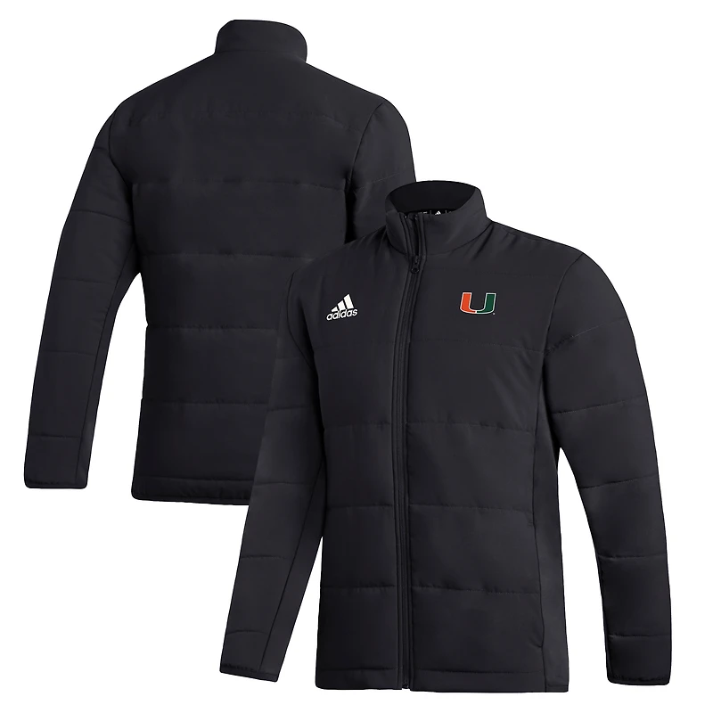 Men's adidas  Black Miami Hurricanes Midweight Full-Zip Jacket