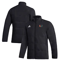 Men's adidas  Black Miami Hurricanes Midweight Full-Zip Jacket