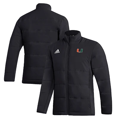Men's adidas  Black Miami Hurricanes Midweight Full-Zip Jacket