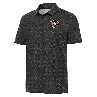 Men's Antigua  Black Pittsburgh Penguins Figment Polo