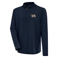 Men's Antigua  Heather Navy Nashville Predators Tidy Quarter-Zip Pullover Hoodie