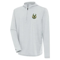Men's Antigua Heather Gray Milwaukee Bucks Tidy Quarter-Zip Lightweight Pullover Top