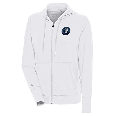 Women's Antigua  White Minnesota Timberwolves Moving Full-Zip Jacket