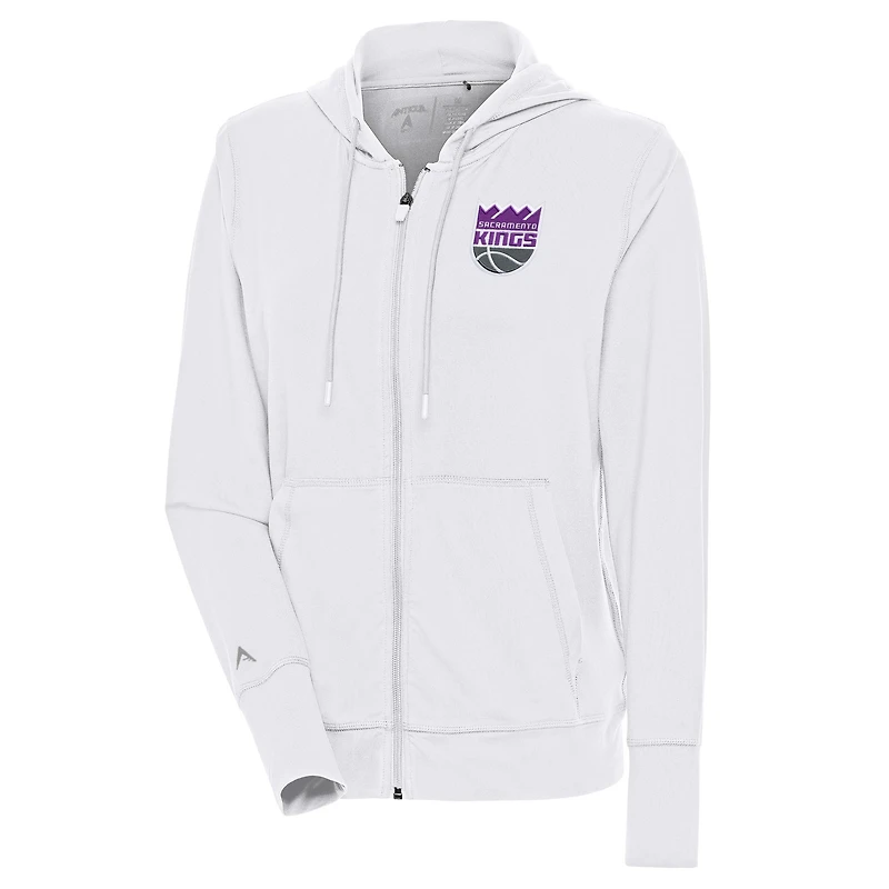 Women's Antigua  White Sacramento Kings Moving Full-Zip Jacket