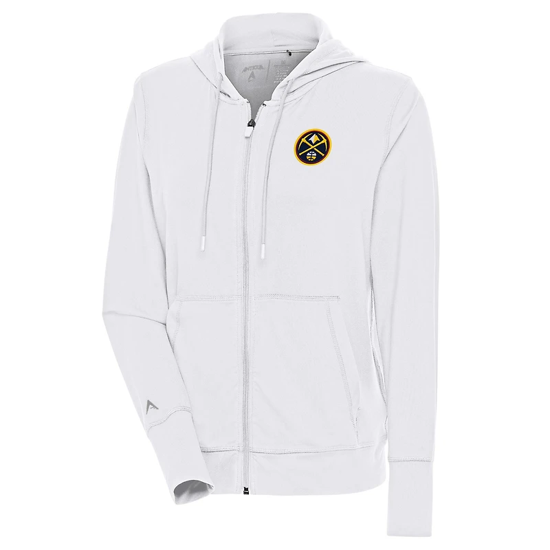 Women's Antigua  White Denver Nuggets Moving Full-Zip Jacket