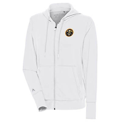Women's Antigua  White Denver Nuggets Moving Full-Zip Jacket