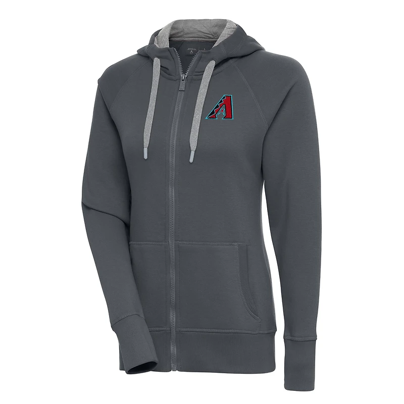Women's Antigua  Charcoal Arizona Diamondbacks  Victory Full-Zip Hoodie