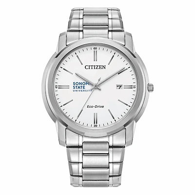 Men's Citizen Watch Silver Sonoma State Seawolves Eco-Drive Dial Stainless Steel Watch