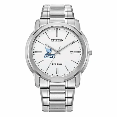 Men's Citizen Watch Silver RWU Hawks Eco-Drive White Dial Stainless Steel Watch