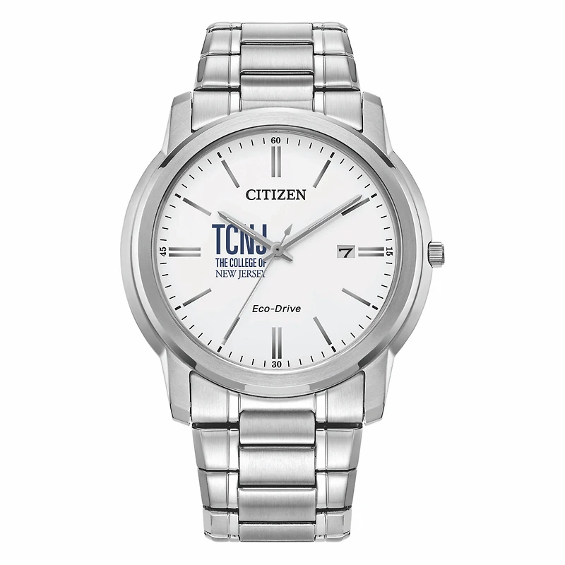 Men's Citizen Watch Silver College of New Jersey Lions Eco-Drive Dial Stainless Steel Watch