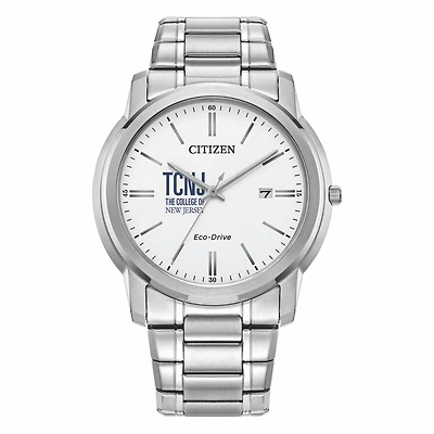 Men's Citizen Watch Silver College of New Jersey Lions Eco-Drive Dial Stainless Steel Watch