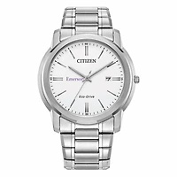 Men's Citizen Watch Silver Emerson College Lions Eco-Drive Dial Stainless Steel Watch