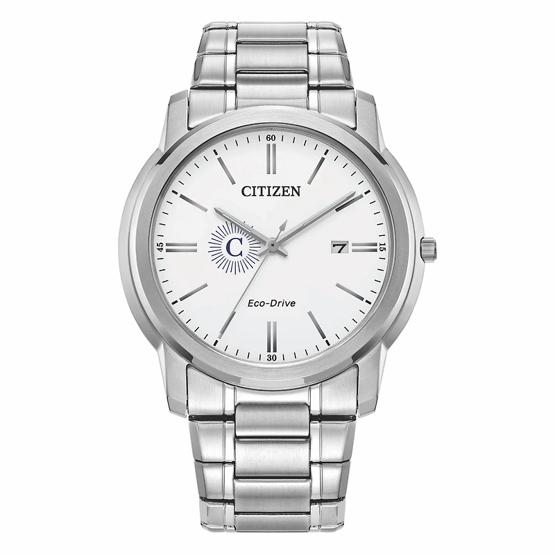 Men's Citizen Watch Silver Carleton Knights Eco-Drive White Dial Stainless Steel Watch