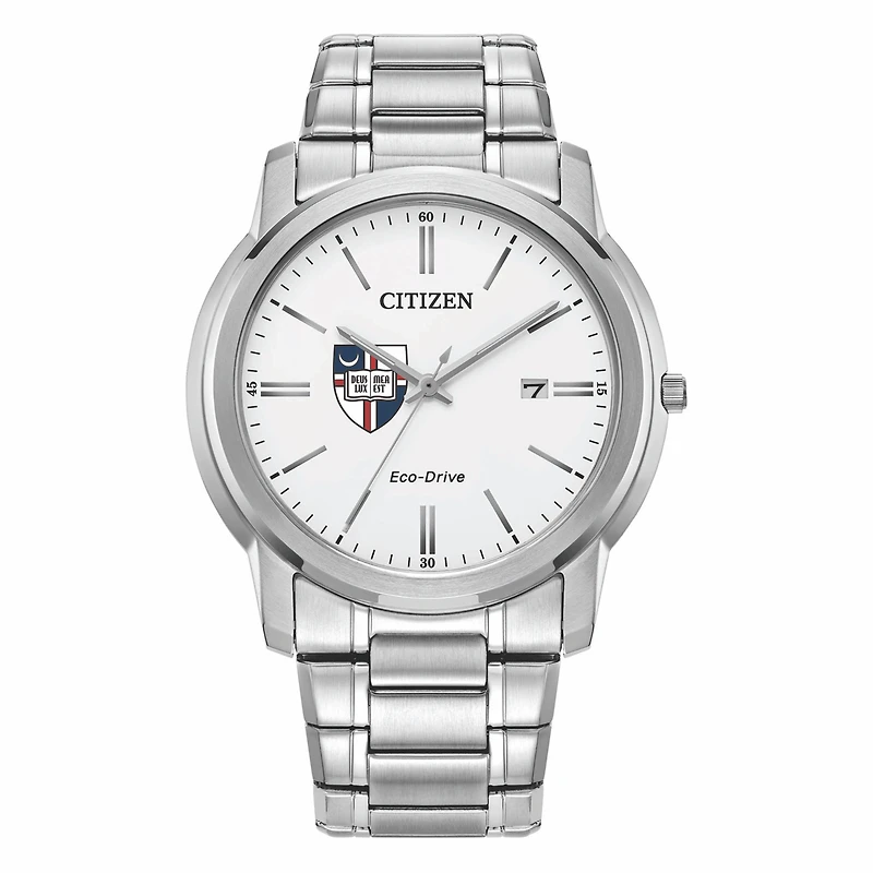Men's Citizen Watch Silver Catholic University Cardinals Eco-Drive Dial Stainless Steel Watch