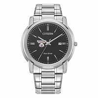 Men's Citizen Watch Silver Nazareth University Golden Flyers Eco-Drive Black Dial Stainless Steel Watch